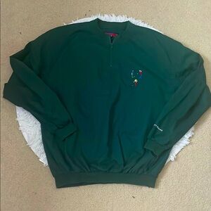Vintage Pivot Rules Green Zip Up Active Sweater with Embroidered Golfers